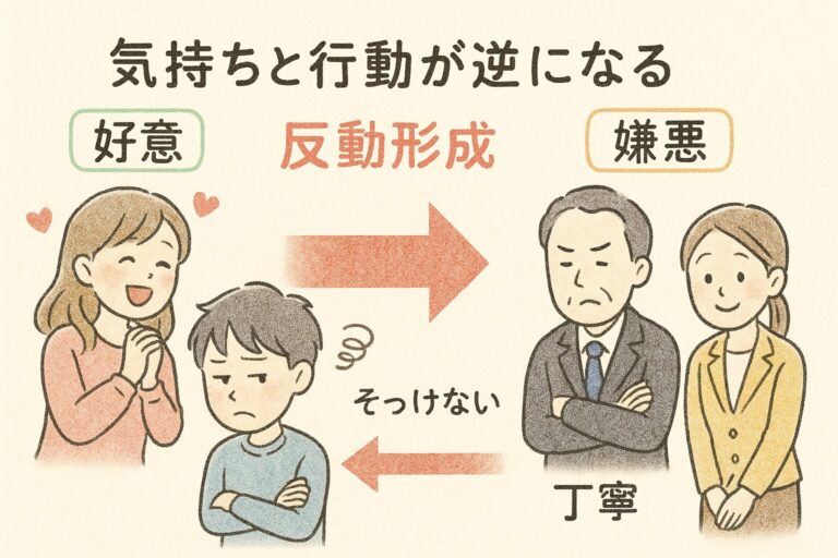 「反動形成」とは?心の裏返し行動の理由と仕組みをやさしく解説【恋愛・人間関係にも】 | 心に響く瞬間