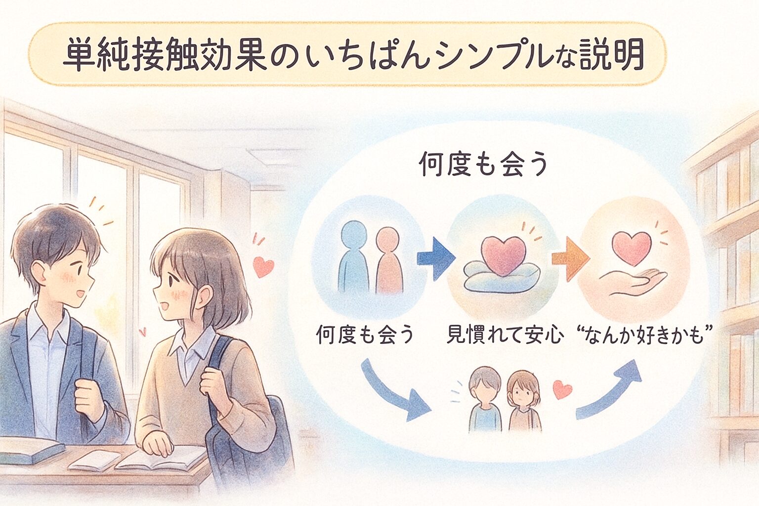 単純接触効果(ザイアンス効果)とは?恋愛で“会うほど好きになる”心理学と脳科学・日常での活かし方 | 心に響く瞬間