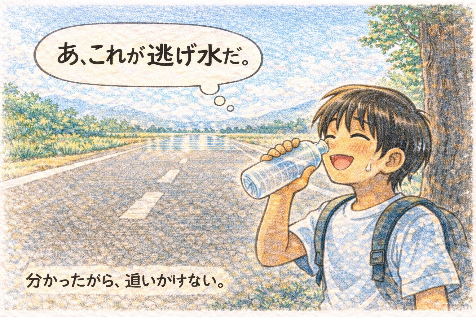 夏の道路で水たまりが見えるのに消える？逃げ水（下位蜃気楼・地鏡）の仕組みと見分け方｜3秒結論＋陽炎との違いFAQで小学生もわかる | 心に響く瞬間