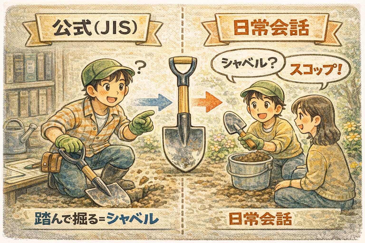 シャベルとスコップの違いは?足をかける所で判別|JIS基準・地域差・語源・選び方 | 心に響く瞬間
